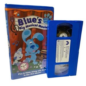 Blues Clues Big Musical‎ Movie VHS Tape with Blue Case Nick Jr Fun Play Learn
